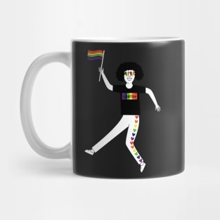 Happy man with rainbow flag celebrate Pride Parade Mug